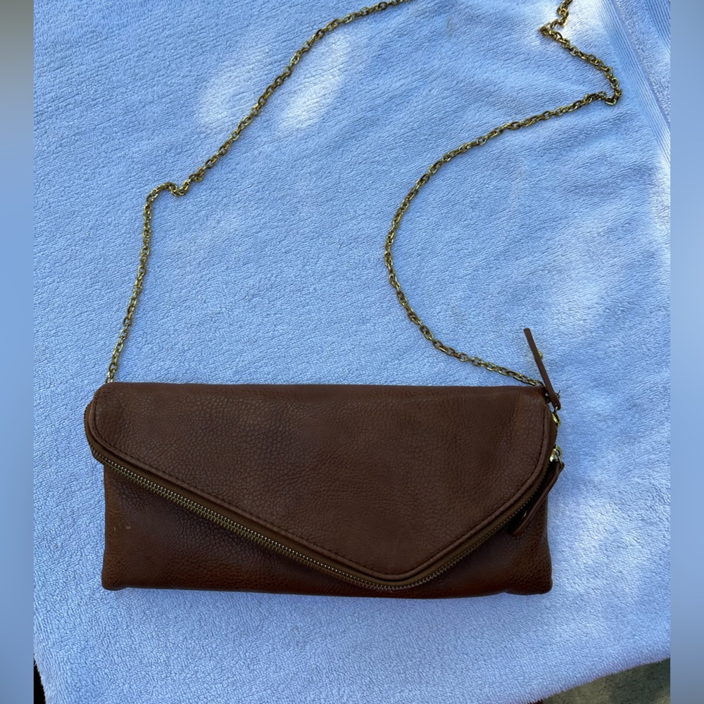 Brown Faux leather clutch